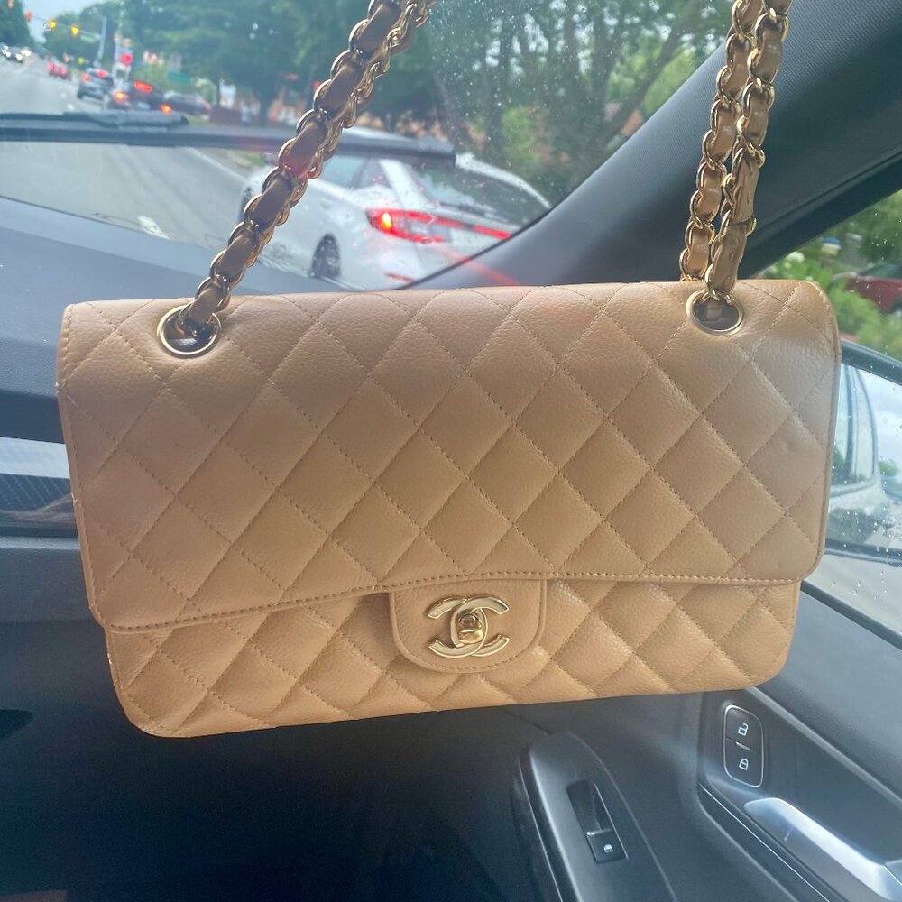Chanel Beige Caviar Classic Double  Flap Medium - Picture 12 of 13